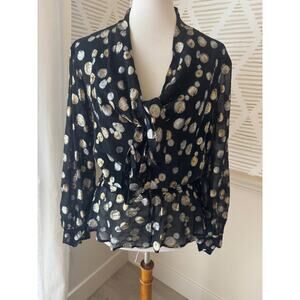 Halston III Women’s Size 10 Medium Vintage Metallic Black Gold Silver Top